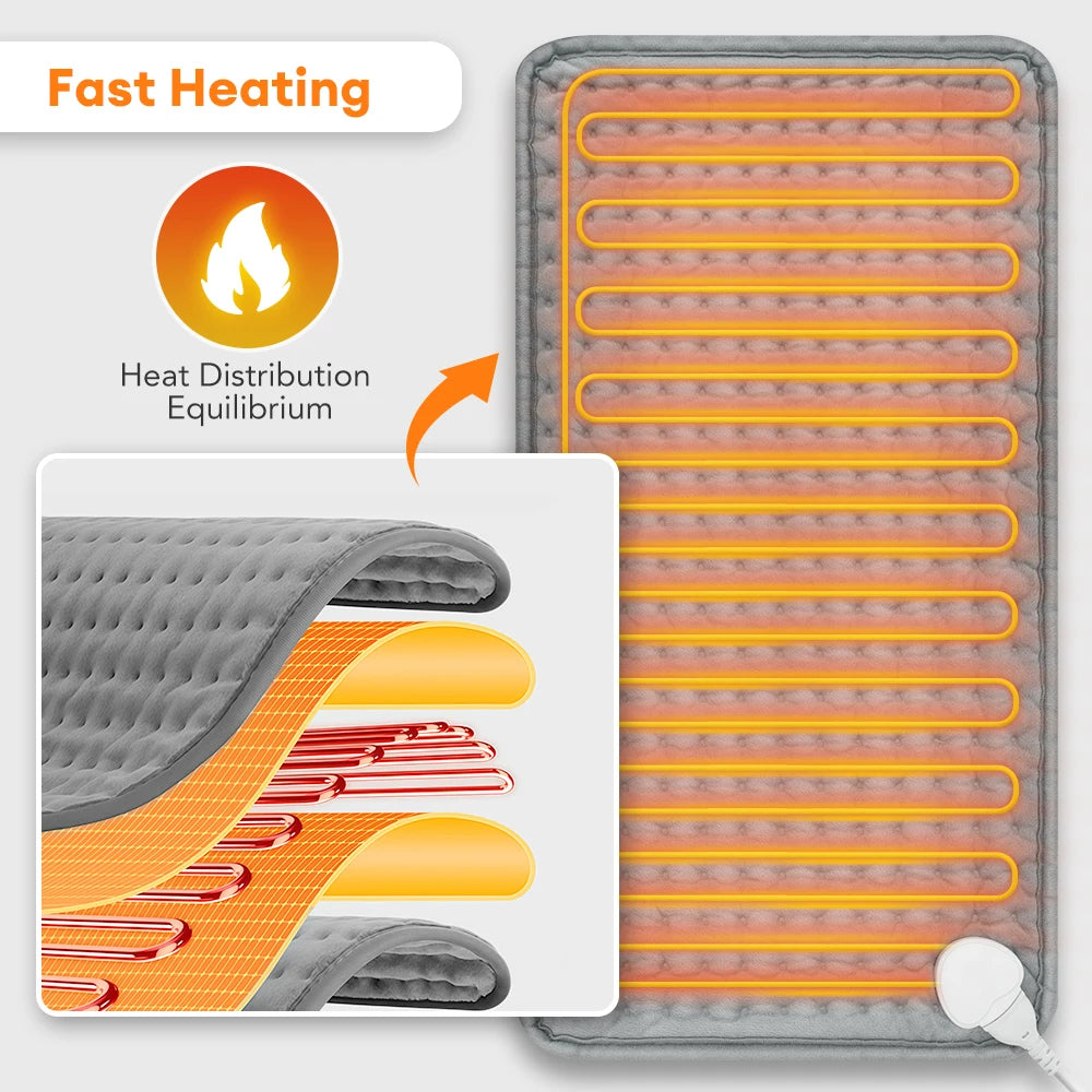 Electric Heating Pad for Hand Back Abdomen Period Cramps Relief 9 Levels Hot Compress 4 Levels Timing Washable Soft Massage Mat