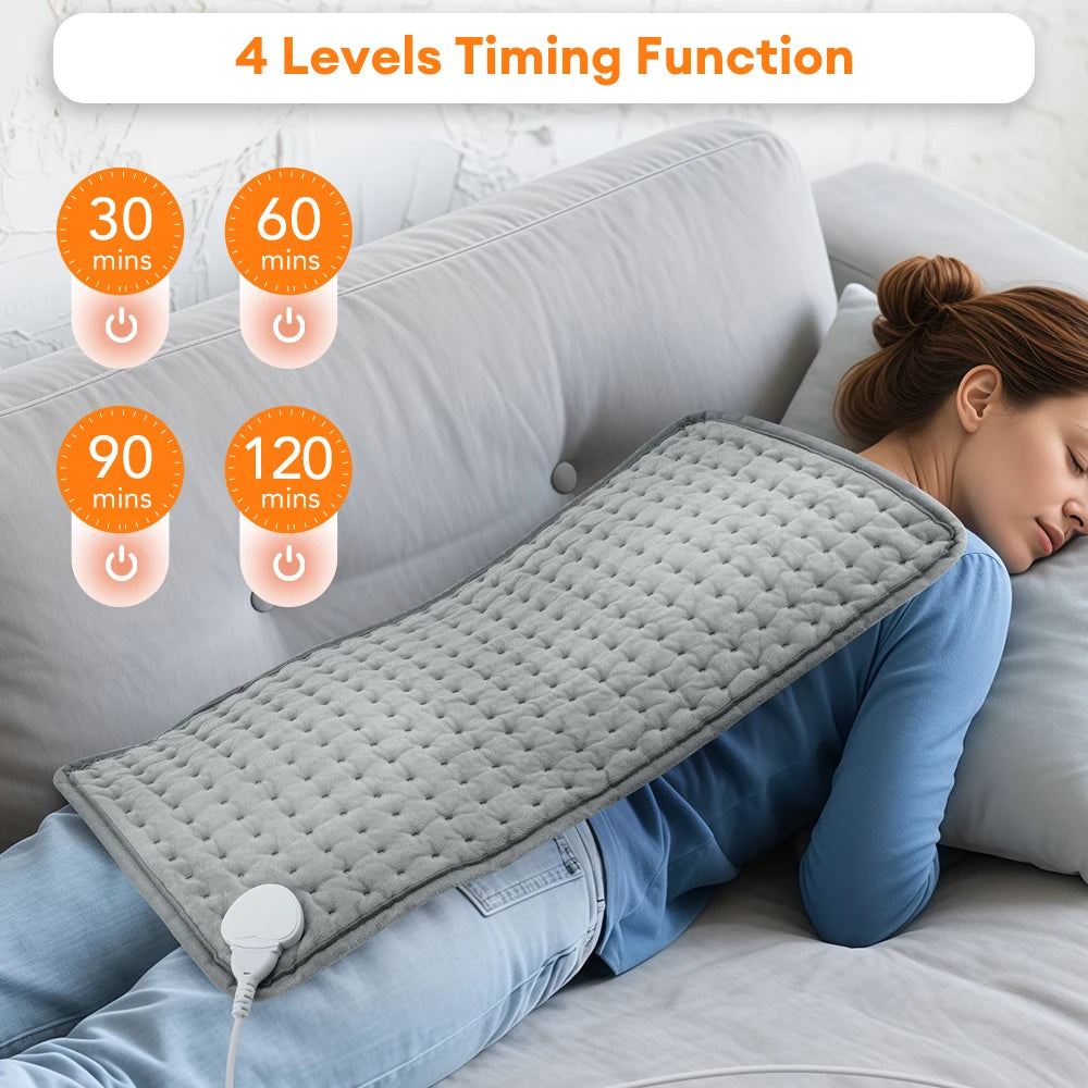 Electric Heating Pad for Hand Back Abdomen Period Cramps Relief 9 Levels Hot Compress 4 Levels Timing Washable Soft Massage Mat