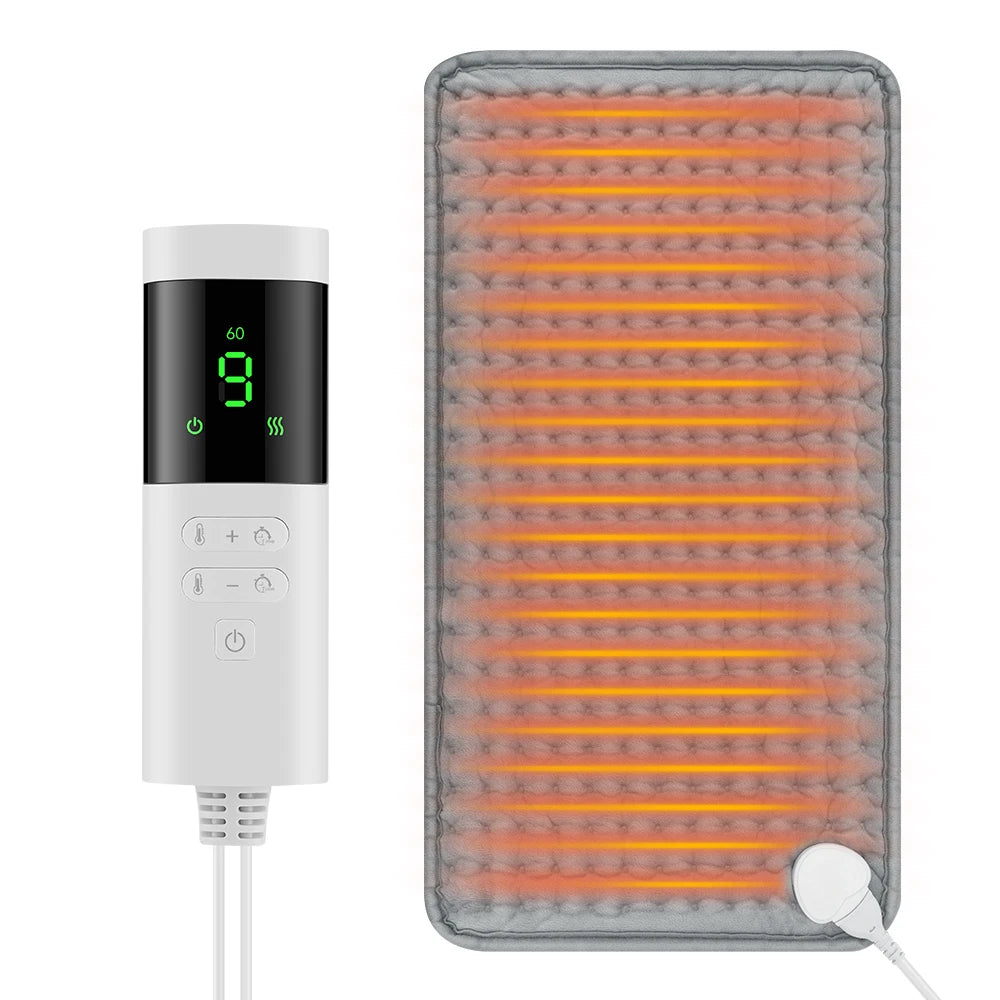 Electric Heating Pad for Hand Back Abdomen Period Cramps Relief 9 Levels Hot Compress 4 Levels Timing Washable Soft Massage Mat
