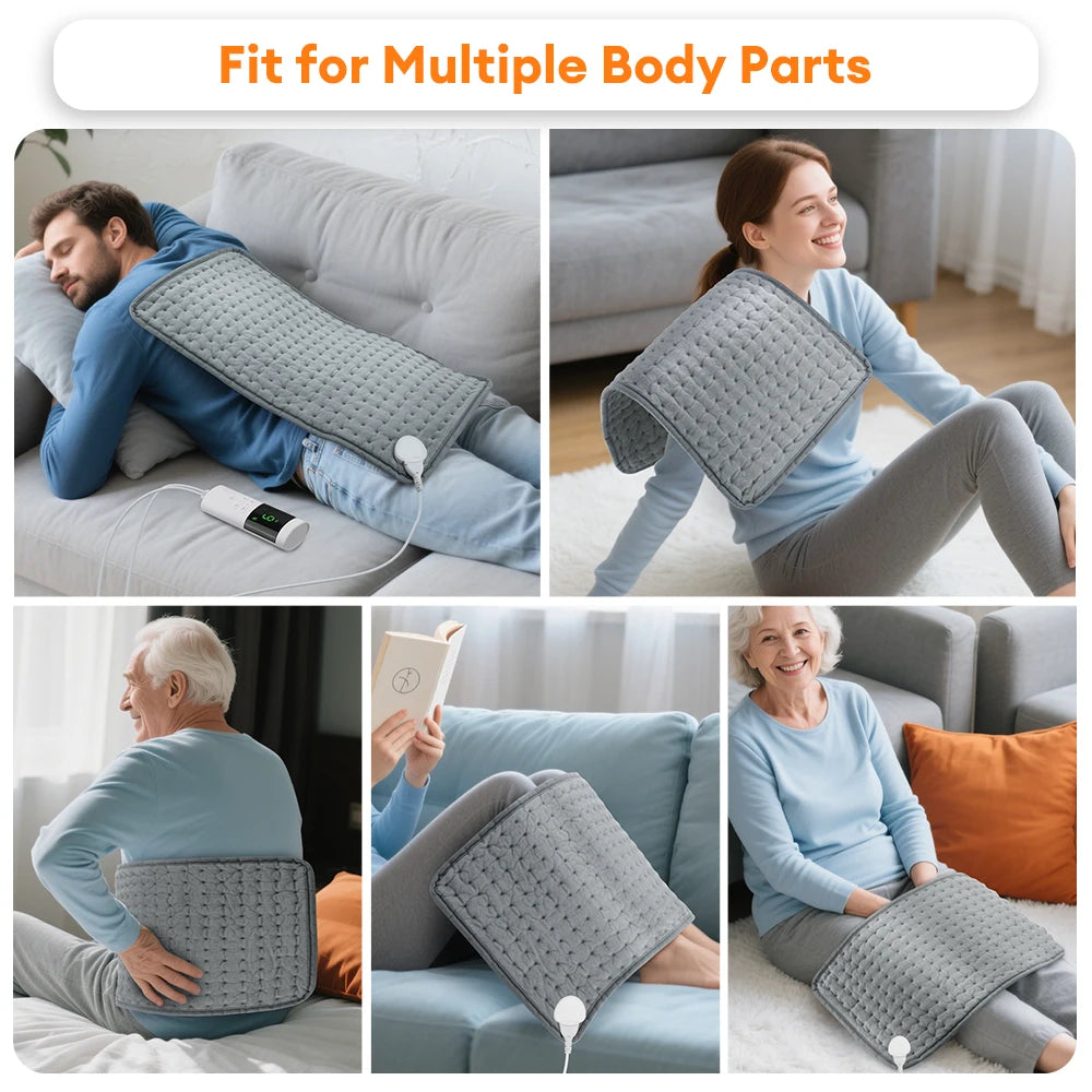 Electric Heating Pad for Hand Back Abdomen Period Cramps Relief 9 Levels Hot Compress 4 Levels Timing Washable Soft Massage Mat